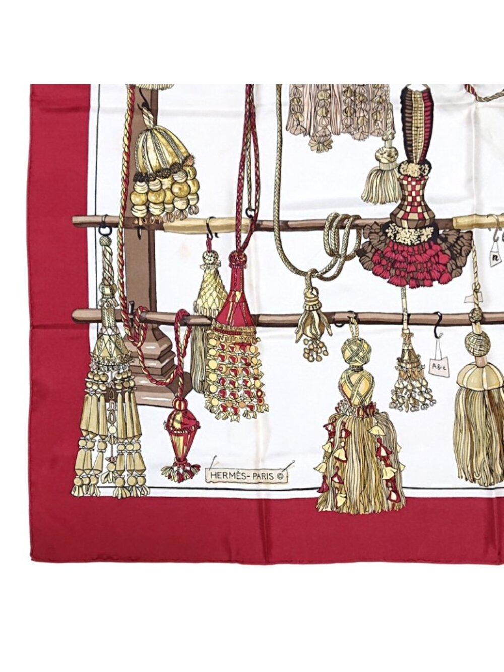 Hermes Carre 90 Passementerie Tassel Silk Scarf - Gem